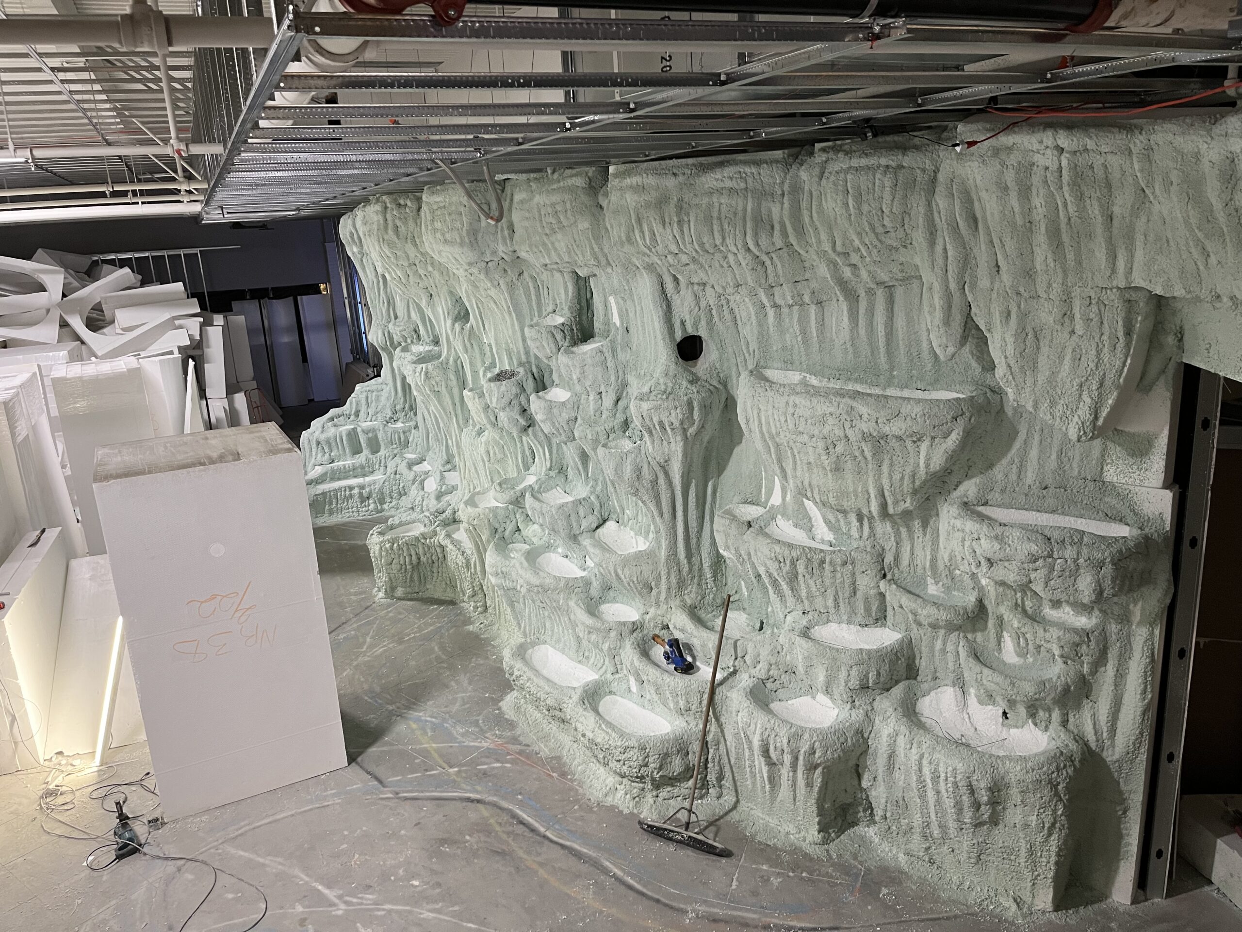 Cave wall in progress for themed environment